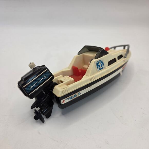 Vintage 1978 TOMY Wind-Up Speed Boat Toy w/ Mercury Motor Taiwan Works - Picture 3 of 11